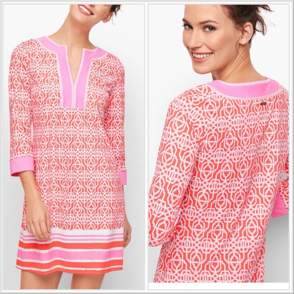 Cabana Life For Talbots Cover Up- Coral Lattice Size M